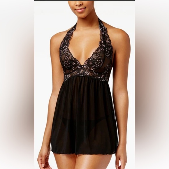 Maidenform Black Lace Detail Nightgown with Thong DM1125 - Picture 1 of 13